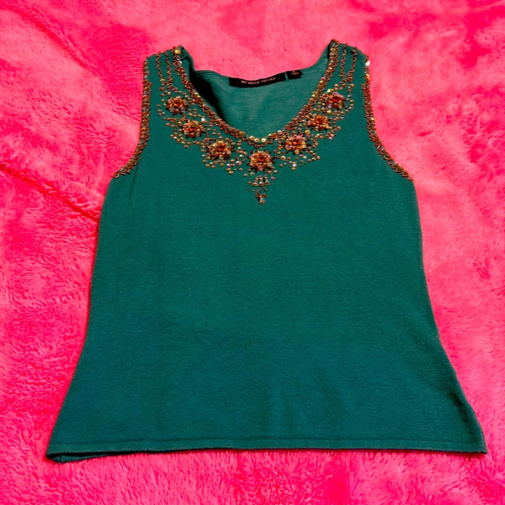 Michelle Nicole turquoise sequence, tank top and jacket medium size